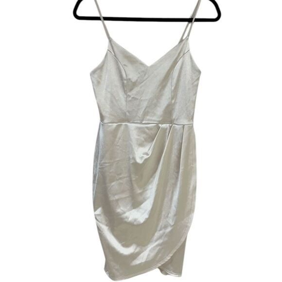 Lulus Forever Your Girl White Satin Bodycon Dress. Size Small - Picture 2 of 10